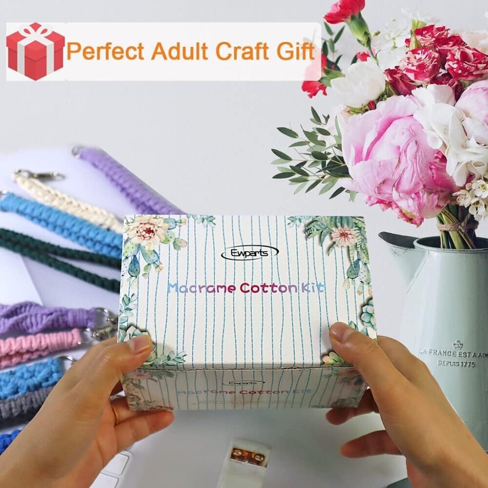 Adult DIY Craft Keychain Making Kit Boho Macrame Keychain Kit Includes Key Rings - Picture 3 of 6